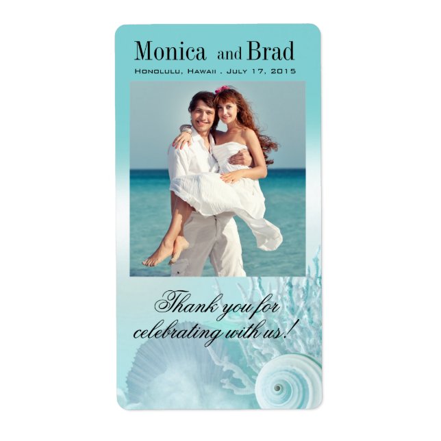 Seashell Dreams Beach Wedding Wine/Champagne Label (Front)