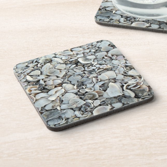 Seashell Drift Coastal Mix Beverage Coaster (Left Side)