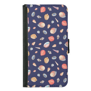 Seashell Elegance: Summer Blue Pattern. Samsung Galaxy S5 Wallet Case