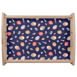 Seashell Elegance: Summer Blue Pattern. Serving Tray