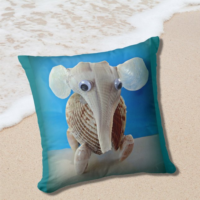 Seashell Elephant Craft Animal Sanibel Island FL Throw Pillow (Creator Uploaded)