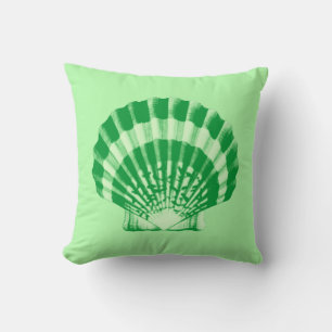 Seashell - emerald and mint green throw pillow