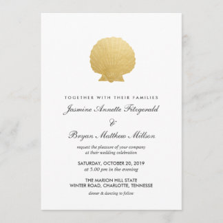 Seashell Faux Gold Foil | Ocean Wedding Invitation
