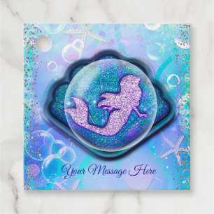 Seashell Fit for a Mermaid Glitter Birthday Party Favor Tags
