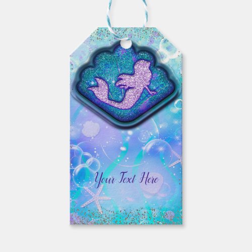 Seashell Fit for a Mermaid Glitter Birthday Party Gift Tags