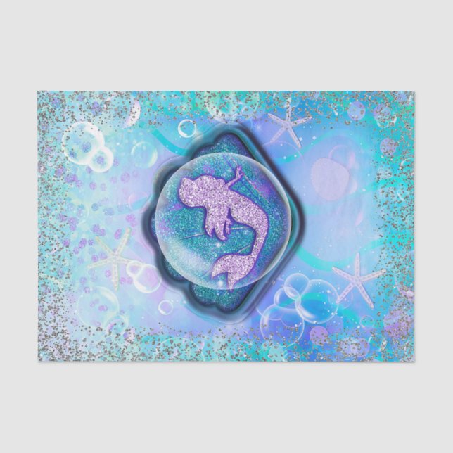 Seashell Fit for a Mermaid Glitter Birthday Party Tissue Paper (Front)