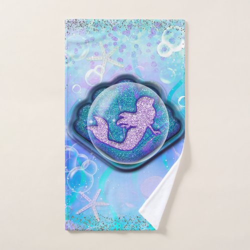 Seashell Fit for a Mermaid Glitter Girls Magical Bath Towel Set