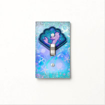 Seashell Fit for a Mermaid Glitter Girls Magical Light Switch Cover