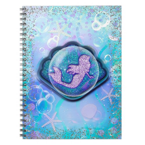 Seashell Fit for a Mermaid Glitter Girls Magical Notebook