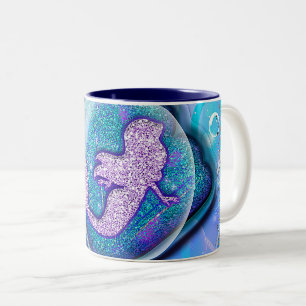 Seashell Fit for a Mermaid Glitter Girls Magical Two-Tone Coffee Mug