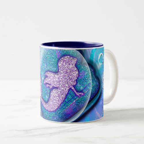 Seashell Fit for a Mermaid Glitter Girls Magical Two_Tone Coffee Mug