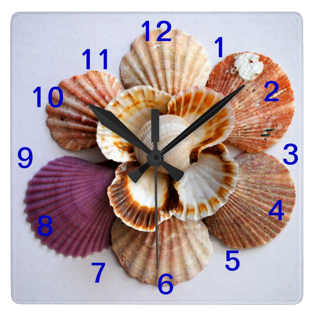 Seashell Flower Clock Square | Zazzle
