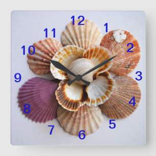 Seashell Flower Clock Square