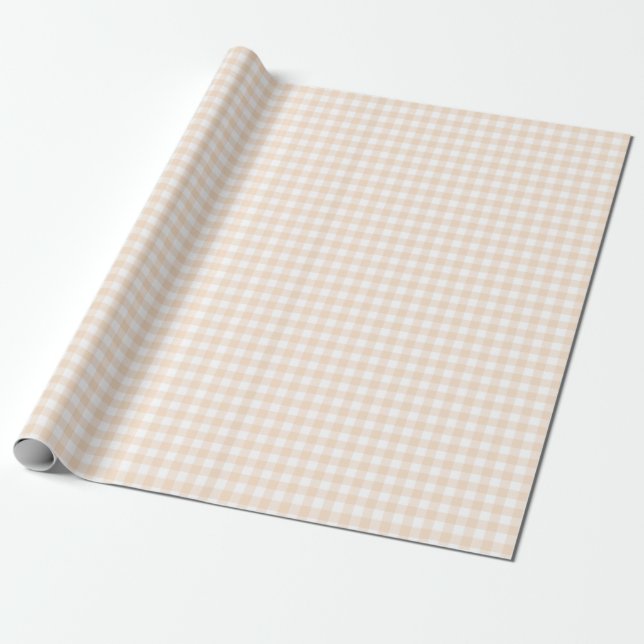 Seashell Gingham Wrapping Paper (Unrolled)