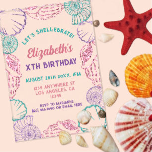 Seashell Girls Birthday Acrylic Invitations