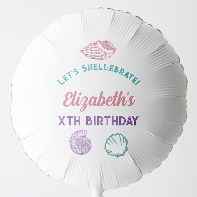Seashell Girls Birthday Balloon (Front)