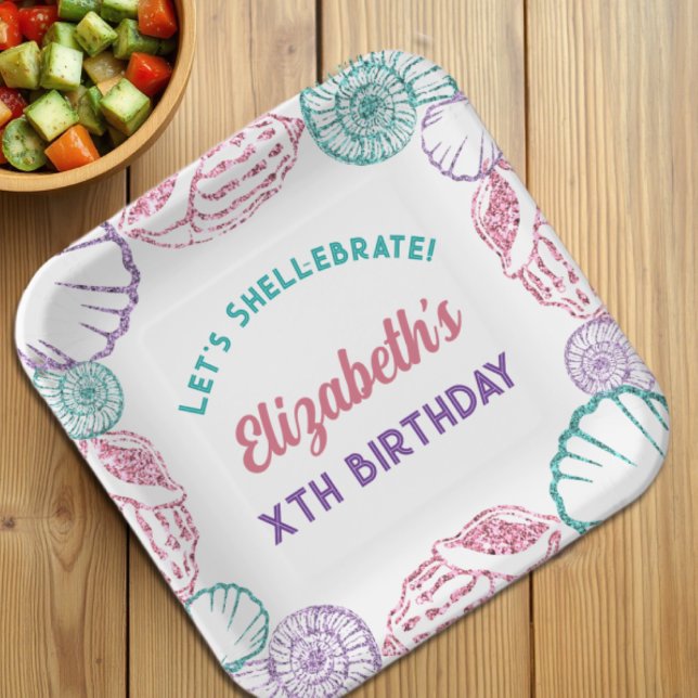 Seashell Girls Birthday Paper Plates (Creator Uploaded)