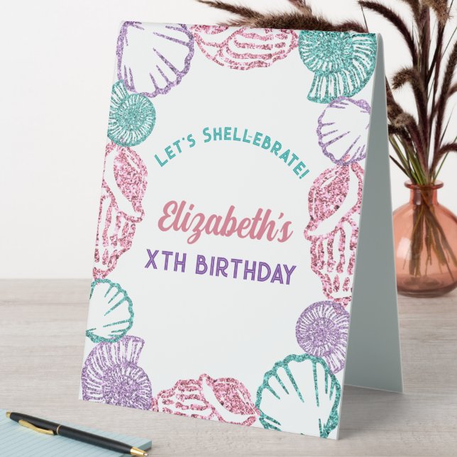 Seashell Girls Birthday Table Tent (In SItu (Table))