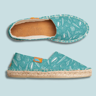 Seashell green beach pattern espadrilles