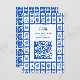 Seashell Grid Beach Wedding CUSTOM QR Code Enclosure Card