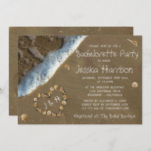 Seashell Heart Beach Bachelorette Party Invitation