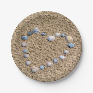 Seashell heart paper plates