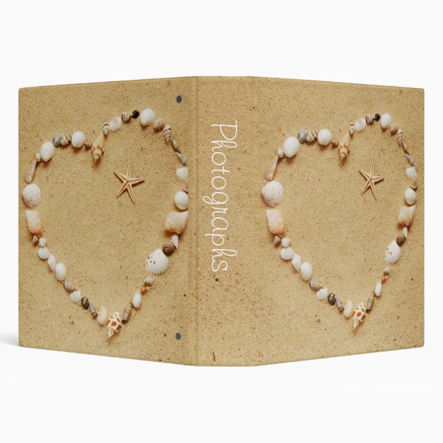 Seashell Heart with Starfish 1.5" Photo Album 3 Ring Binder (Background)
