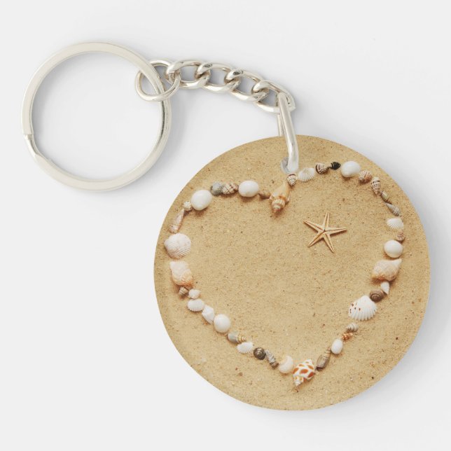 Seashell Heart with Starfish Keychain (Front)