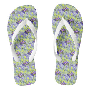 Seashell in sea blue purple watercolor painting le flip flops