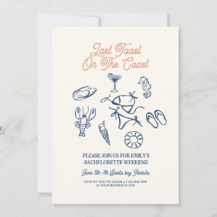 Seashell Last toast coast Bachelorette Weekend Invitation