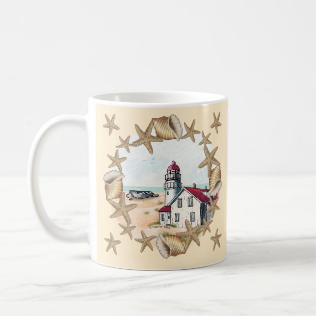 Seashell Lighthouse  Coffee Mug (Left)