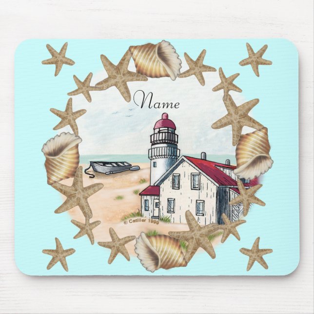 Seashell Lighthouse Mouse Pad (Front)