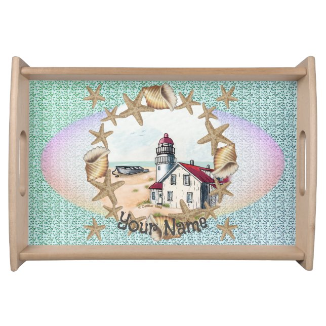 Seashell Lighthouse  Serving Tray (Front)