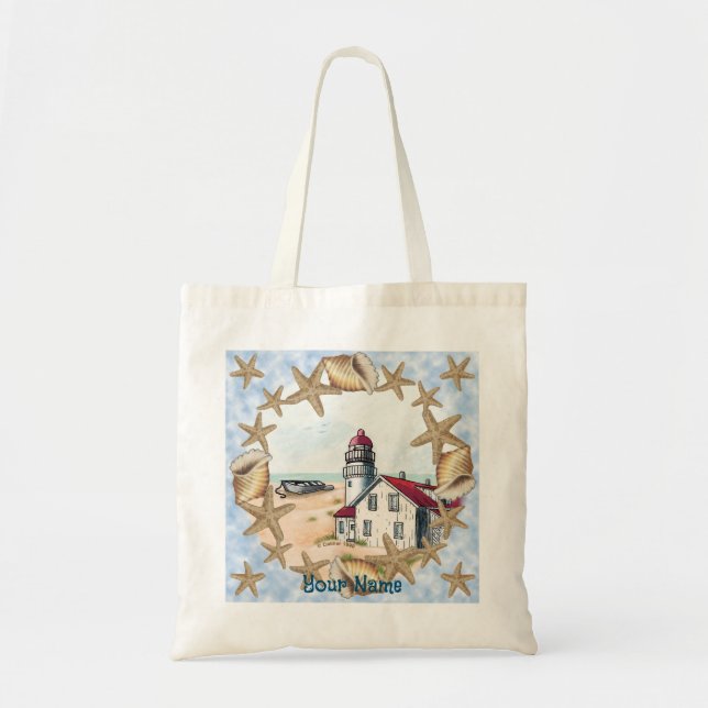 Seashell Lighthouse  Tote Bag (Front)