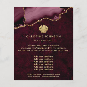 seashell logo on burgundy design flyer