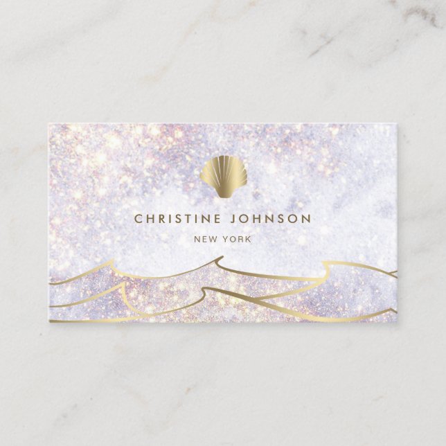seashell logo watercolor background business card (Front)