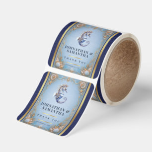 Seashell luxury beach wedding nautical thank you square sticker