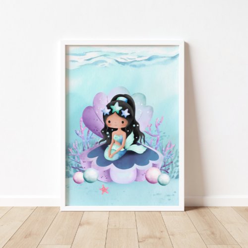 Seashell Mermaid Nursery  Poster
