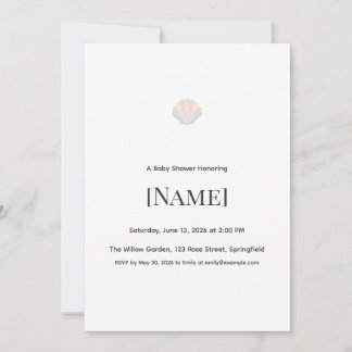Seashell Minimal Baby Shower Invitation, Editable Invitation
