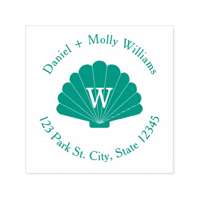 Seashell Monogram Address Self-inking Stamp (Design)