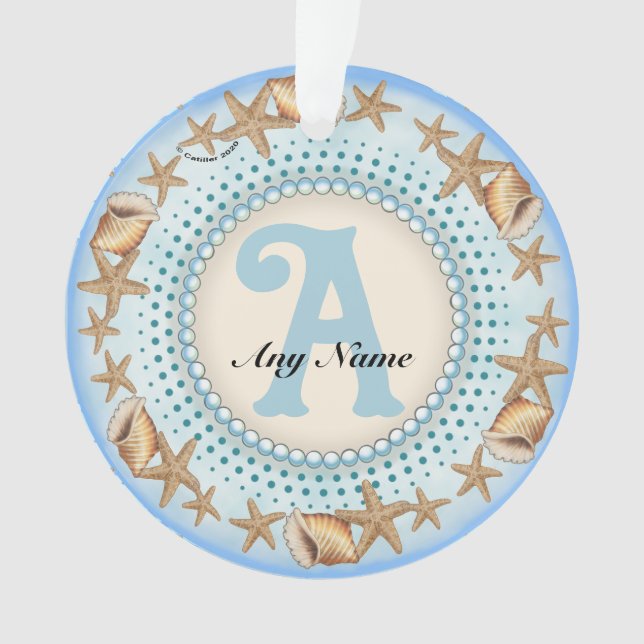 Seashell Monogram  Ornament (Front)