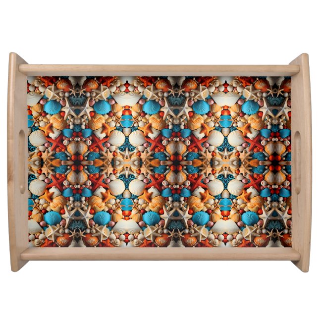 Seashell Mosaic Sherpa Throw Serving Tray (Front)