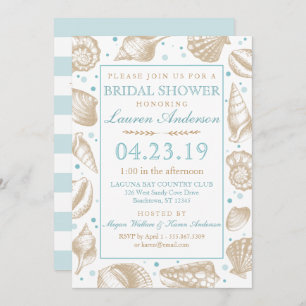 Seashell Nautical Beach Wedding Bridal Shower Invitation