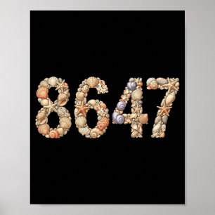 Seashell Numbers Beach Coastal Ocean on Back Poster