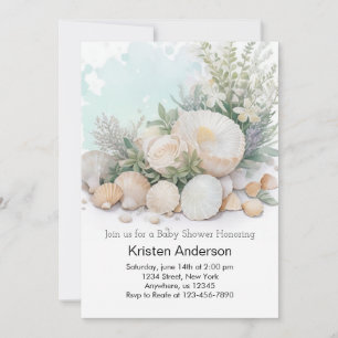 Seashell Oasis by the Ocean Baby Shower Invitation