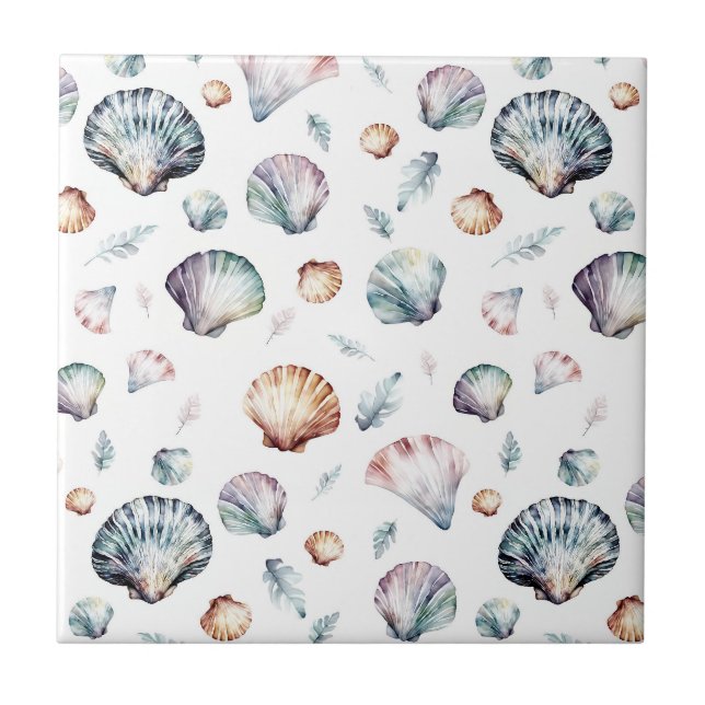 Seashell Ocean Beach Sea Shell Design 358 Ceramic Tile (Front)
