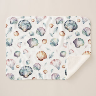 Seashell Ocean Beach Sea Shell Design 358 Sherpa Blanket