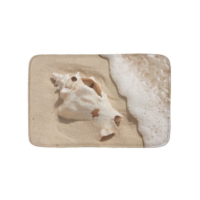 Seashell On Beach | Grand Turk Caribbean Island Bathroom Mat (Front)