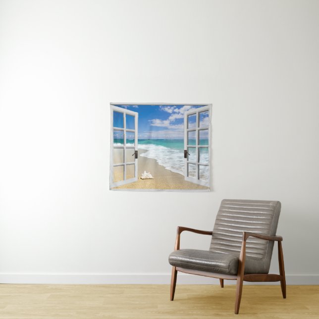 Seashell On Beach Wall Hanging Tapestry (In Situ (Horizontal))