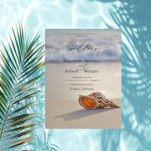 Seashell On The Beach Wedding Invitation